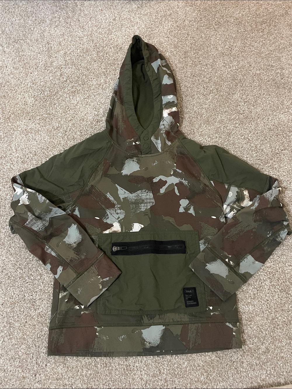 Athletic Works Kids Camouflage Hooded Raincoat - Olive & Brown